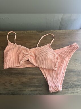H&M Coral Ribbed Bikini Size 6/8